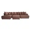 Image de Bobochic canapé panoramique convertible roxelane tissu chiné avec pouf rouge angle droit ROXELANE