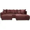 Image de Bobochic canapé d'angle l convertible coffre roxelane tissu bouclette avec pouf rouge angle droit ROXELANE