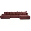 Image de Bobochic canapé panoramique convertible roxelane tissu bouclette rouge angle droit ROXELANE