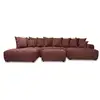 Image de Bobochic canapé panoramique convertible roxelane tissu bouclette avec pouf rouge angle droit ROXELANE