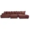 Image de Bobochic canapé panoramique convertible roxelane tissu bouclette avec pouf rouge angle gauche ROXELANE