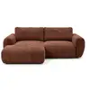 Image de Bobochic canapé d'angle compact convertible coffre lucien gros côtelé doux orange angle gauche LUCIEN