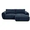 Image de Bobochic canapé d'angle compact convertible coffre lucien gros côtelé doux bleu foncé angle droit LUCIEN