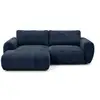 Image de Bobochic canapé d'angle compact convertible coffre lucien gros côtelé doux bleu foncé angle gauche LUCIEN