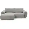 Image de Bobochic canapé d'angle compact convertible coffre lucien gros côtelé doux gris clair angle gauche LUCIEN