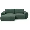 Image de Bobochic canapé d'angle compact convertible coffre lucien gros côtelé doux vert angle gauche LUCIEN