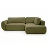 Image de Bobochic canapé angle l convertible coffre denise tissu texturé vert angle droit DENISE