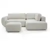 Image de Bobochic canapé angle l convertible coffre denise tissu texturé avec pouf blanc angle droit DENISE