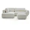Image de Bobochic canapé angle l convertible coffre denise tissu texturé avec pouf blanc angle gauche DENISE