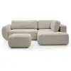 Image de Bobochic canapé angle l convertible coffre denise tissu texturé avec pouf beige angle droit DENISE