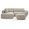 Image de Bobochic canapé angle l convertible coffre denise tissu texturé avec pouf beige angle gauche DENISE