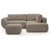 Image de Bobochic canapé angle l convertible coffre denise tissu texturé avec pouf taupe angle droit DENISE