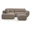 Image de Bobochic canapé angle l convertible coffre denise tissu texturé avec pouf taupe angle gauche DENISE