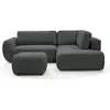 Image de Bobochic canapé angle l convertible coffre denise tissu texturé avec pouf noir angle droit DENISE