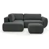 Image de Bobochic canapé angle l convertible coffre denise tissu texturé avec pouf noir angle gauche DENISE