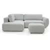 Image de Bobochic canapé angle l convertible coffre denise tissu texturé avec pouf gris clair angle gauche DENISE