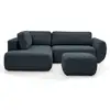 Image de Bobochic canapé angle l convertible coffre denise tissu texturé avec pouf bleu foncé angle gauche DENISE