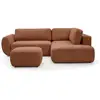 Image de Bobochic canapé angle l convertible coffre denise tissu texturé avec pouf orange angle droit DENISE