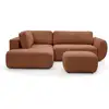 Image de Bobochic canapé angle l convertible coffre denise tissu texturé avec pouf orange angle gauche DENISE
