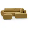 Image de Bobochic canapé angle l convertible coffre denise tissu texturé avec pouf jaune angle droit DENISE