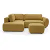 Image de Bobochic canapé angle l convertible coffre denise tissu texturé avec pouf jaune angle gauche DENISE