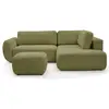 Image de Bobochic canapé angle l convertible coffre denise tissu texturé avec pouf vert angle droit DENISE