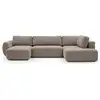 Image de Bobochic canapé panoramique convertible coffre denise tissu texturé taupe angle gauche DENISE
