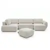 Image de Bobochic canapé panoramique convertible coffre denise tissu texturé avec pouf blanc angle droit DENISE
