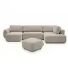 Image de Bobochic canapé panoramique convertible coffre denise tissu texturé avec pouf beige angle gauche DENISE