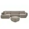 Image de Bobochic canapé panoramique convertible coffre denise tissu texturé avec pouf taupe angle droit DENISE