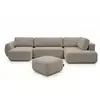 Image de Bobochic canapé panoramique convertible coffre denise tissu texturé avec pouf taupe angle gauche DENISE