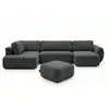 Image de Bobochic canapé panoramique convertible coffre denise tissu texturé avec pouf noir angle droit DENISE
