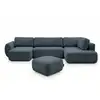 Image de Bobochic canapé panoramique convertible coffre denise tissu texturé avec pouf bleu foncé angle gauche DENISE