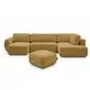 Image de Bobochic canapé panoramique convertible coffre denise tissu texturé avec pouf jaune angle gauche DENISE