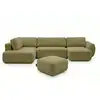 Image de Bobochic canapé panoramique convertible coffre denise tissu texturé avec pouf vert angle droit DENISE