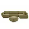 Image de Bobochic canapé panoramique convertible coffre denise tissu texturé avec pouf vert angle gauche DENISE