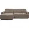 Image de Bobochic canapé d'angle convertible avance-recule électrique ruby tissu chenille marron angle gauche RUBY