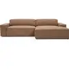 Image de Bobochic canapé d'angle convertible avance-recule électrique abel tissu chiné orange angle droit ABEL
