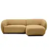 Image de Bobochic canapé d'angle convertible avance-recule électrique halo tissu lisse jaune angle droit HALO