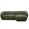 Image de Bobochic canapé d'angle convertible avance-recule électrique halo tissu lisse vert angle droit HALO