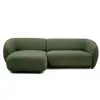 Image de Bobochic canapé d'angle convertible avance-recule électrique halo tissu lisse vert angle gauche HALO