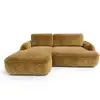 Image de Bobochic canapé d'angle convertible celeste tissu lisse jaune angle gauche CELESTE