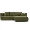 Image de Bobochic canapé d'angle convertible avance-recule électrique clovis tissu lisse vert angle droit CLOVIS