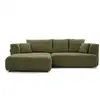 Image de Bobochic canapé d'angle convertible avance-recule électrique clovis tissu lisse vert angle gauche CLOVIS