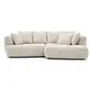 Image de Bobochic canapé d'angle convertible avance-recule électrique aude tissu bouclette blanc angle droit AUDE