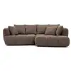 Image de Bobochic canapé d'angle convertible avance-recule électrique aude tissu bouclette marron angle droit AUDE