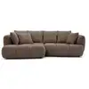 Image de Bobochic canapé d'angle convertible avance-recule électrique aude tissu bouclette marron angle gauche AUDE