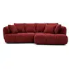 Image de Bobochic canapé d'angle convertible avance-recule électrique aude tissu bouclette rouge angle droit AUDE