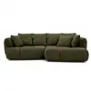 Image de Bobochic canapé d'angle convertible avance-recule électrique aude tissu bouclette vert angle droit AUDE