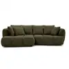 Image de Bobochic canapé d'angle convertible avance-recule électrique aude tissu bouclette vert angle gauche AUDE